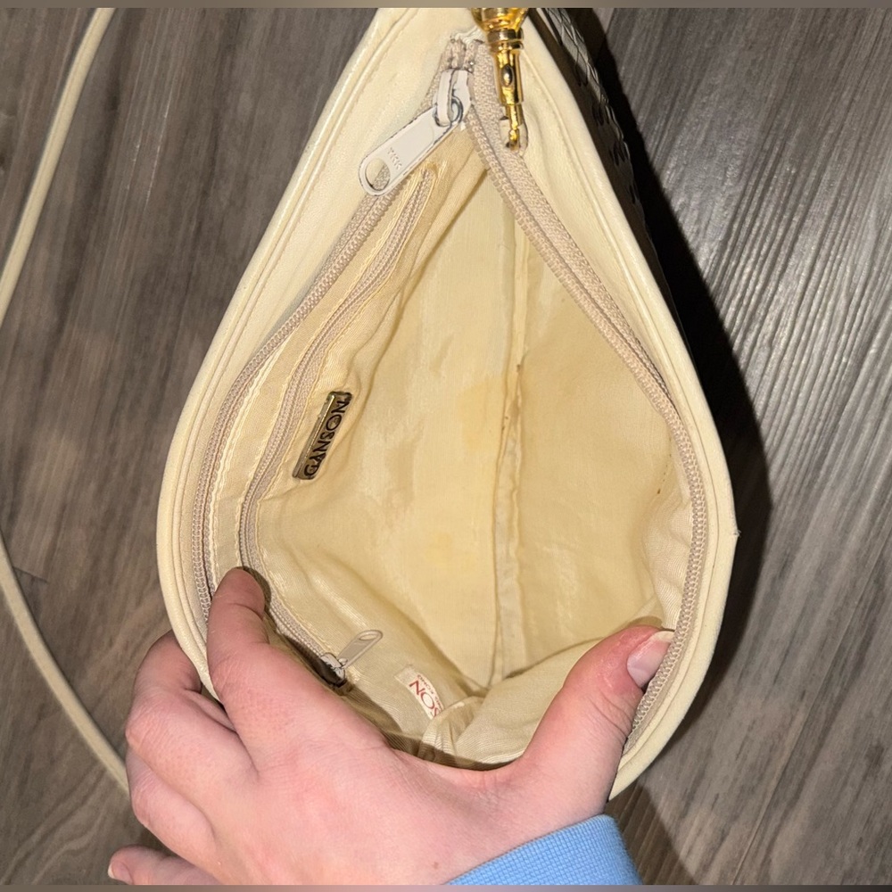 Vintage Ganson Woven Ivory Leather Crossbody - Picture 7 of 8